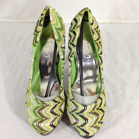 Shoes of Soul-Final Price- Green Fabric Size 7 Platform Heels - Picture 4 of 11